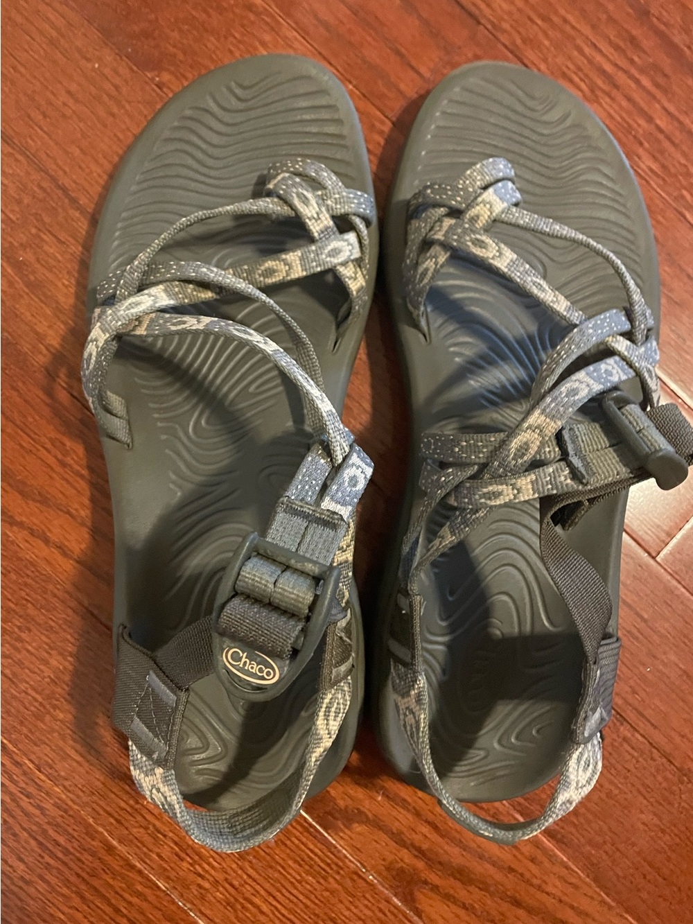 Chaco Strappy Outdoor Sandals in Olive and Gray